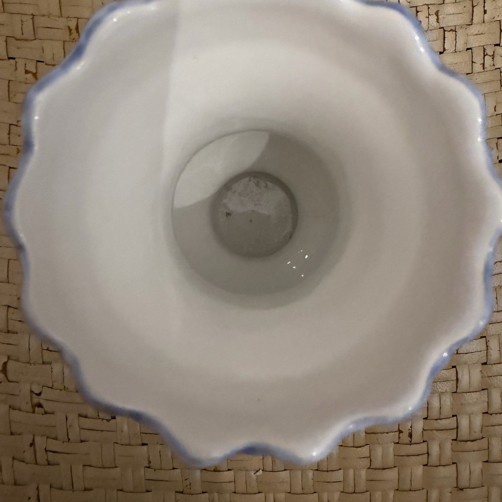 Bunny Blue and White Ceramic Art Piece Urn / Vase Dana Design Meadow - Picture 6 of 8